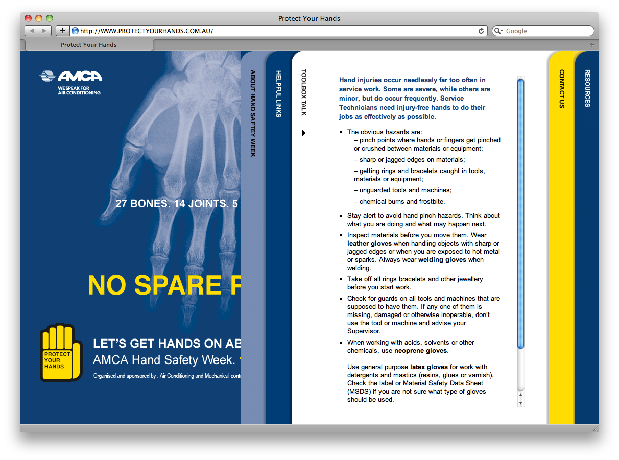  ACCA - Hand Safety Week - Toolbox Page - Web Design